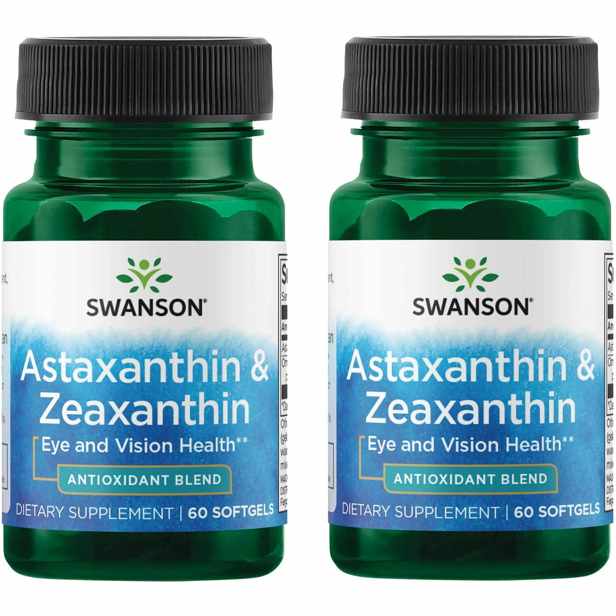 Swanson astaxantina y zeaxantina en frasco de cápsulas para uso diario.