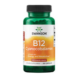Swanson B12 envase vegano, 500 mcg por cápsula para vitalidad diaria.