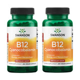 Swanson B12 Cianocobalamina: frasco-250 cápsulas para apoyo al metabolismo y energía diaria.