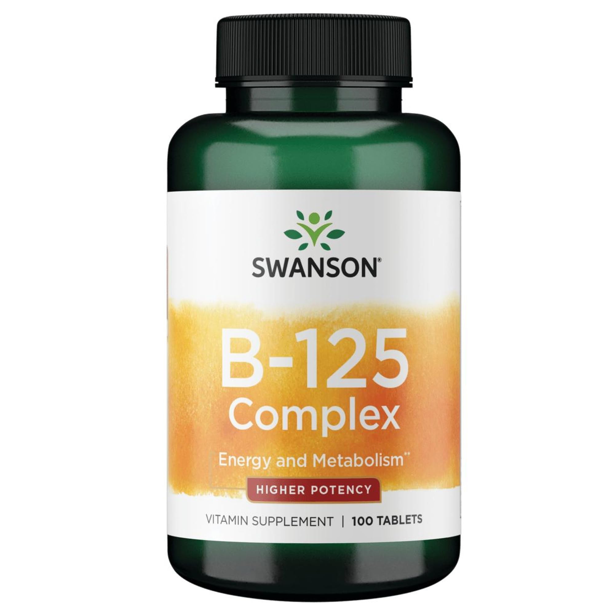 Swanson B-125 Complex comprimidos en botella, apoyo para energía diaria y función nerviosa.