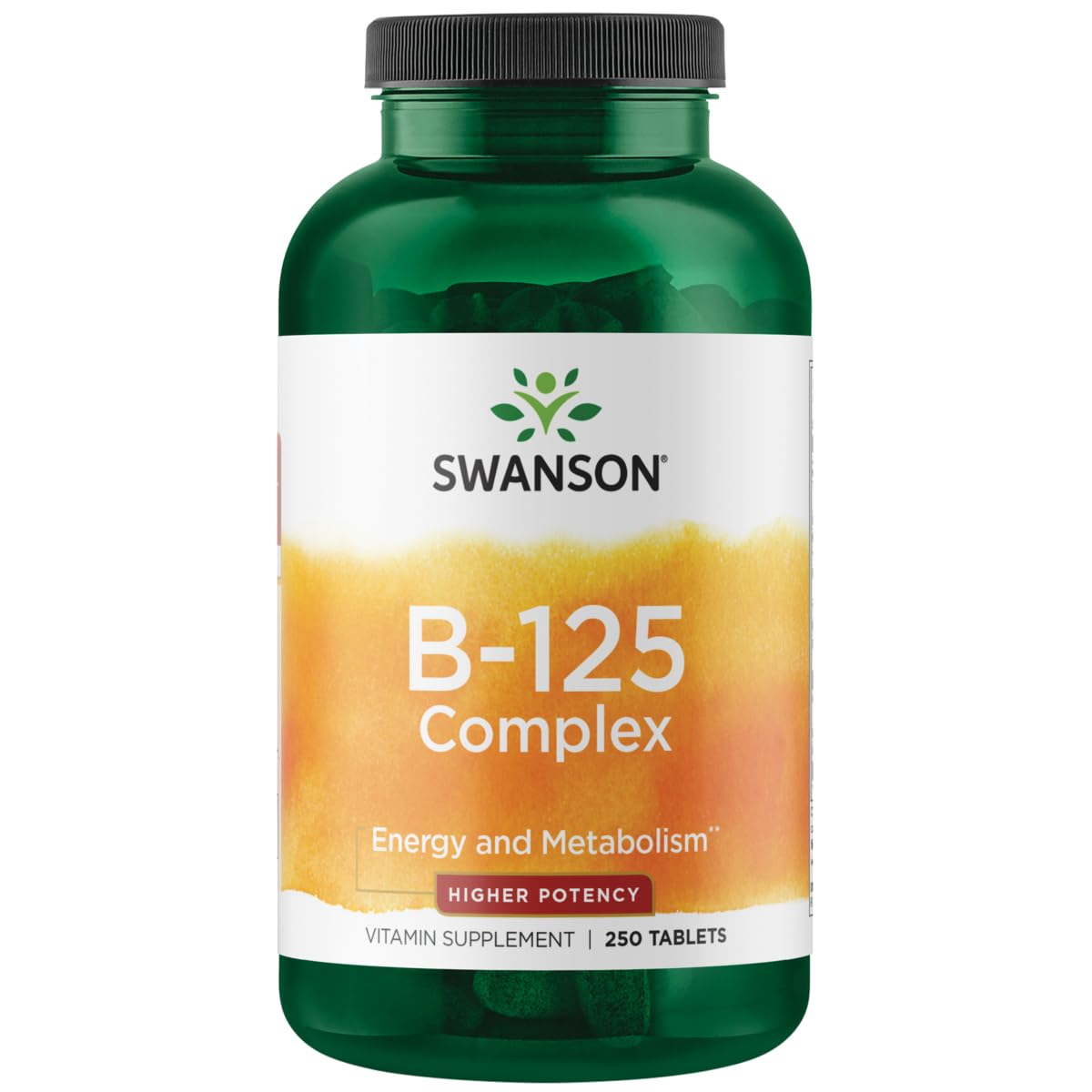 Swanson B-125 Complex: botella de tabletas para apoyo diario de energía.