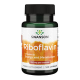 Cápsulas Swanson B2 de 100 mg en frasco, para apoyo al metabolismo.