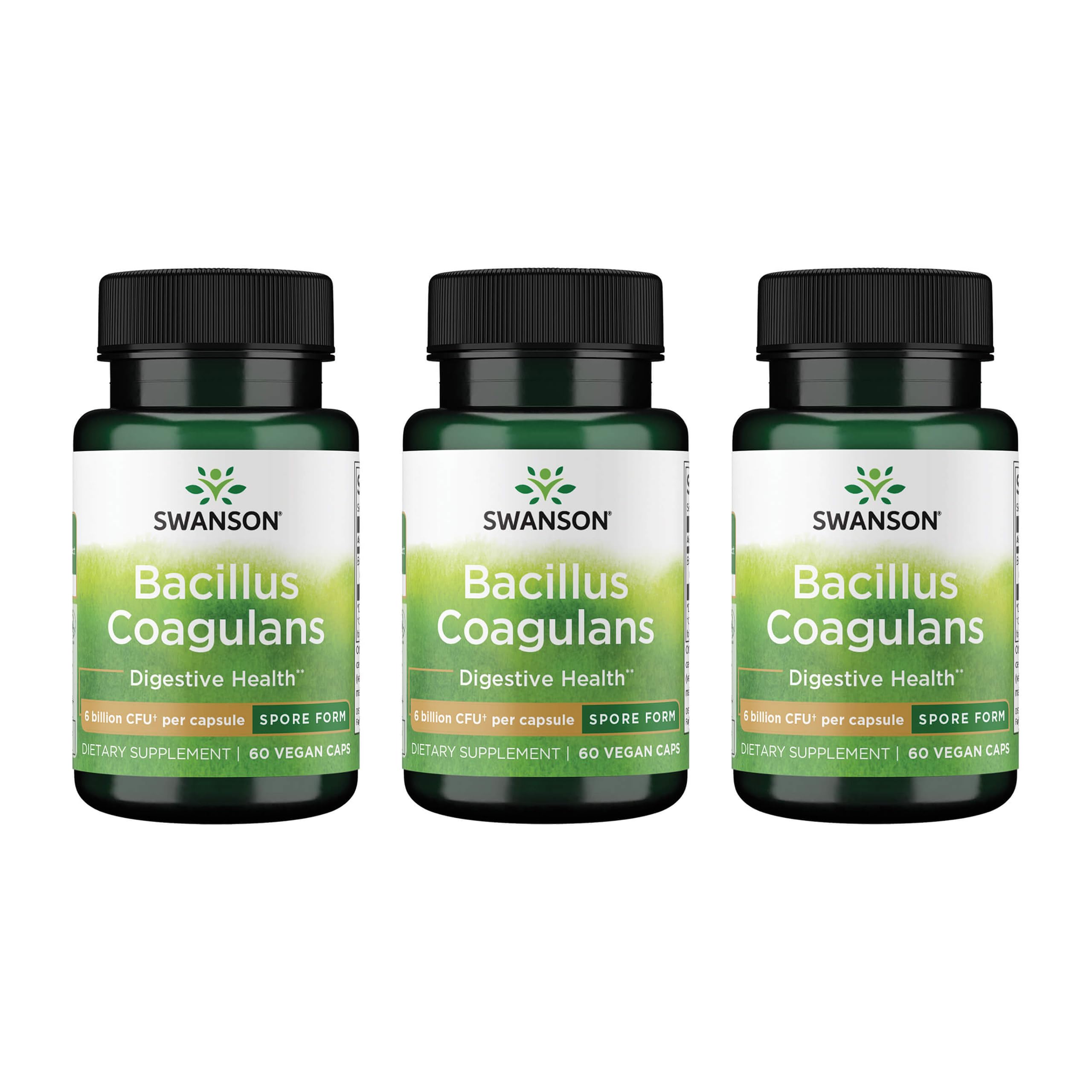 Swanson Bacillus Coagulans, botella vertiendo, posible apoyo digestivo estable para consumo diario