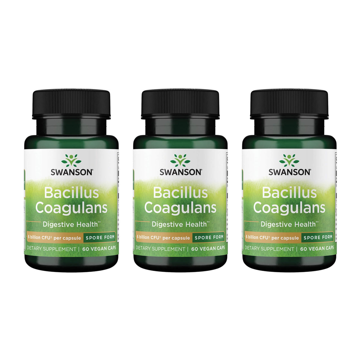 Swanson Bacillus Coagulans, botella vertiendo, posible apoyo digestivo estable para consumo diario