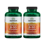 Swanson Balance B-50 botella con cápsulas para energía diaria.