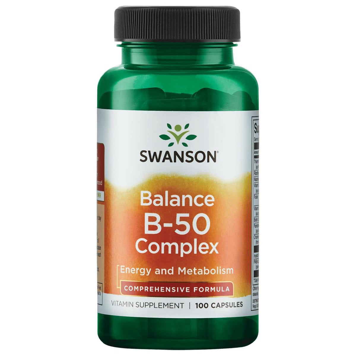 Swanson Balance B-50 cápsula frontal, apoyo diario de energía y bienestar.