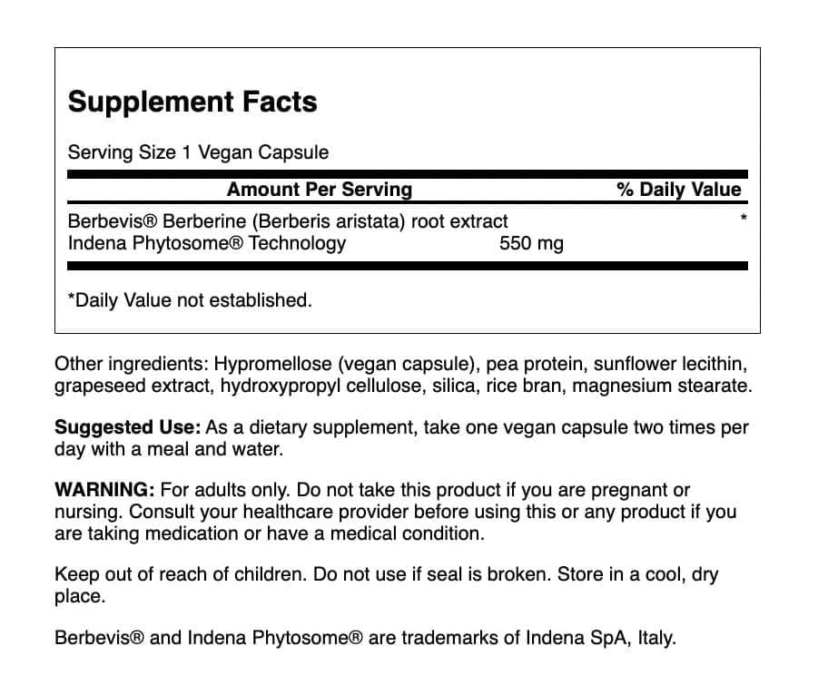 Berbevis 550 mg destacado en el frasco para biodisponibilidad