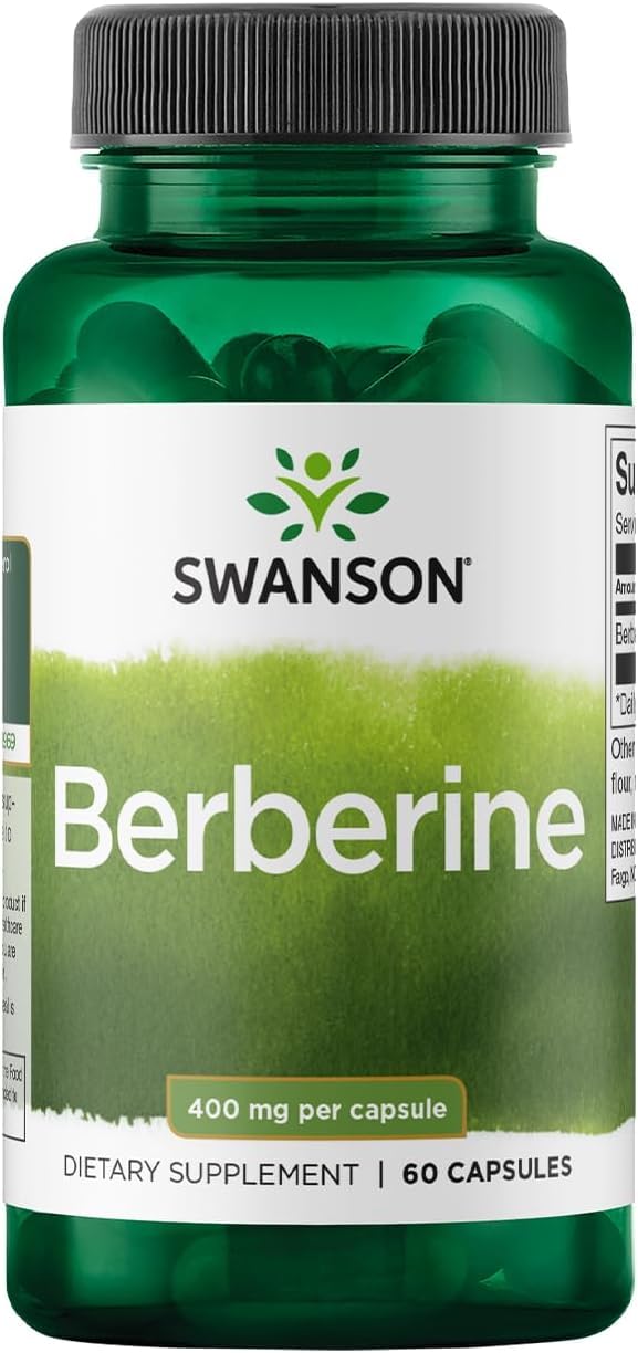 Swanson Berberina HCl cápsulas de 400 mg para apoyo cardiovascular.