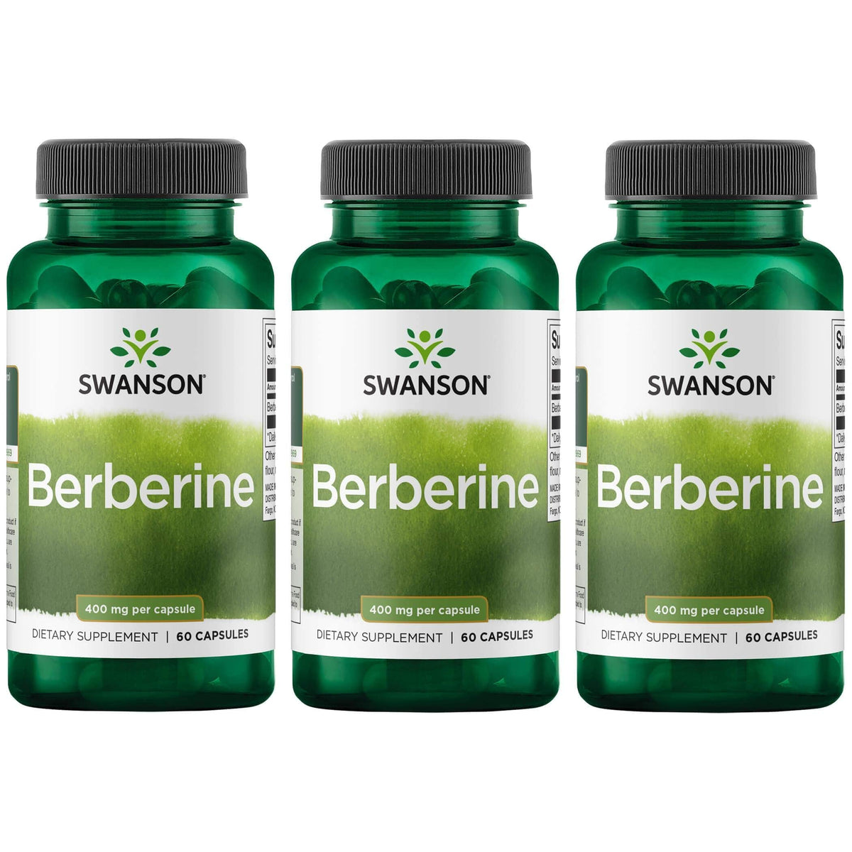Swanson Berberine HCl, cápsulas de 400 mg, envase de 60 para apoyo metabólico.