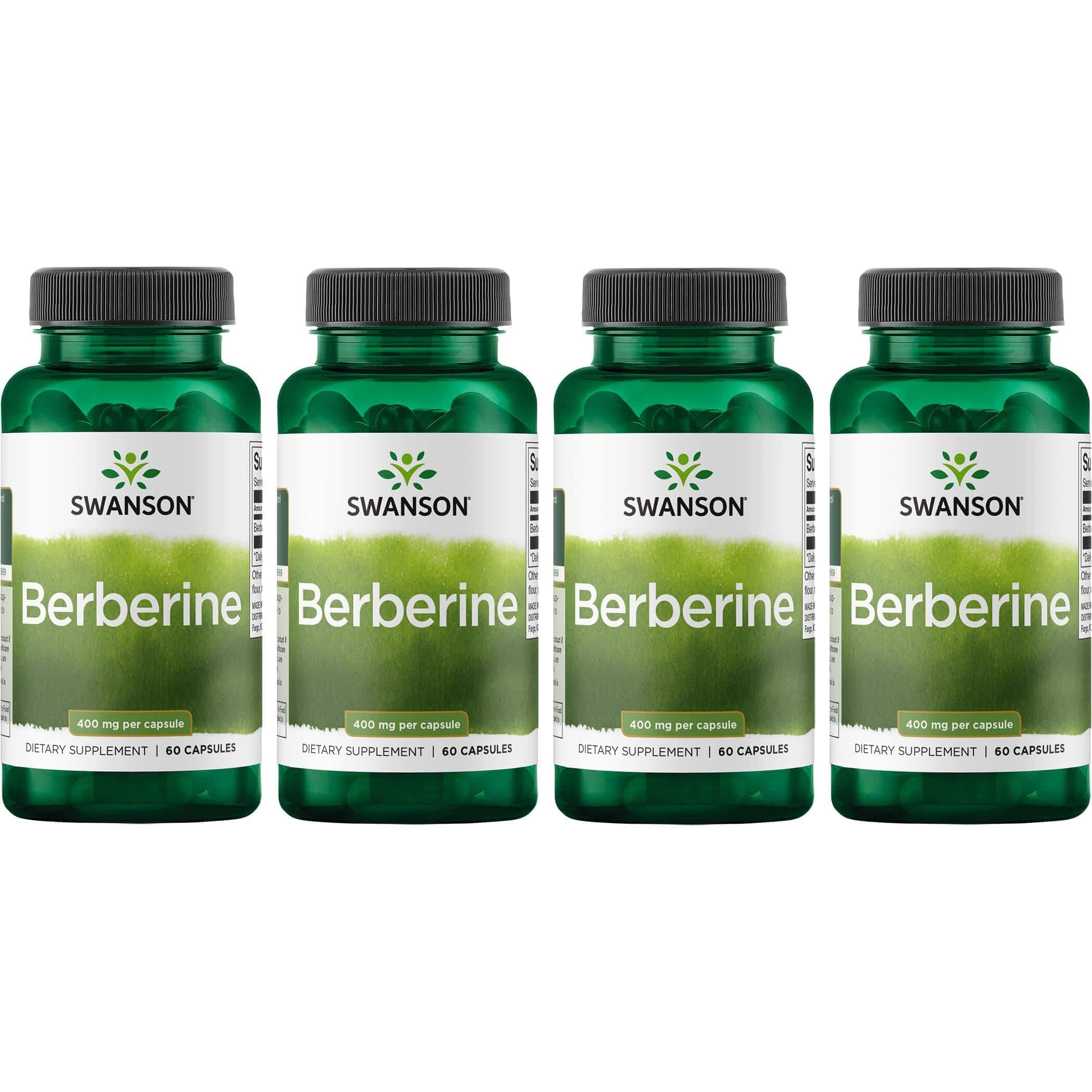 Swanson Berberina HCl cápsulas veganas para apoyo diario de la salud cardiovascular.