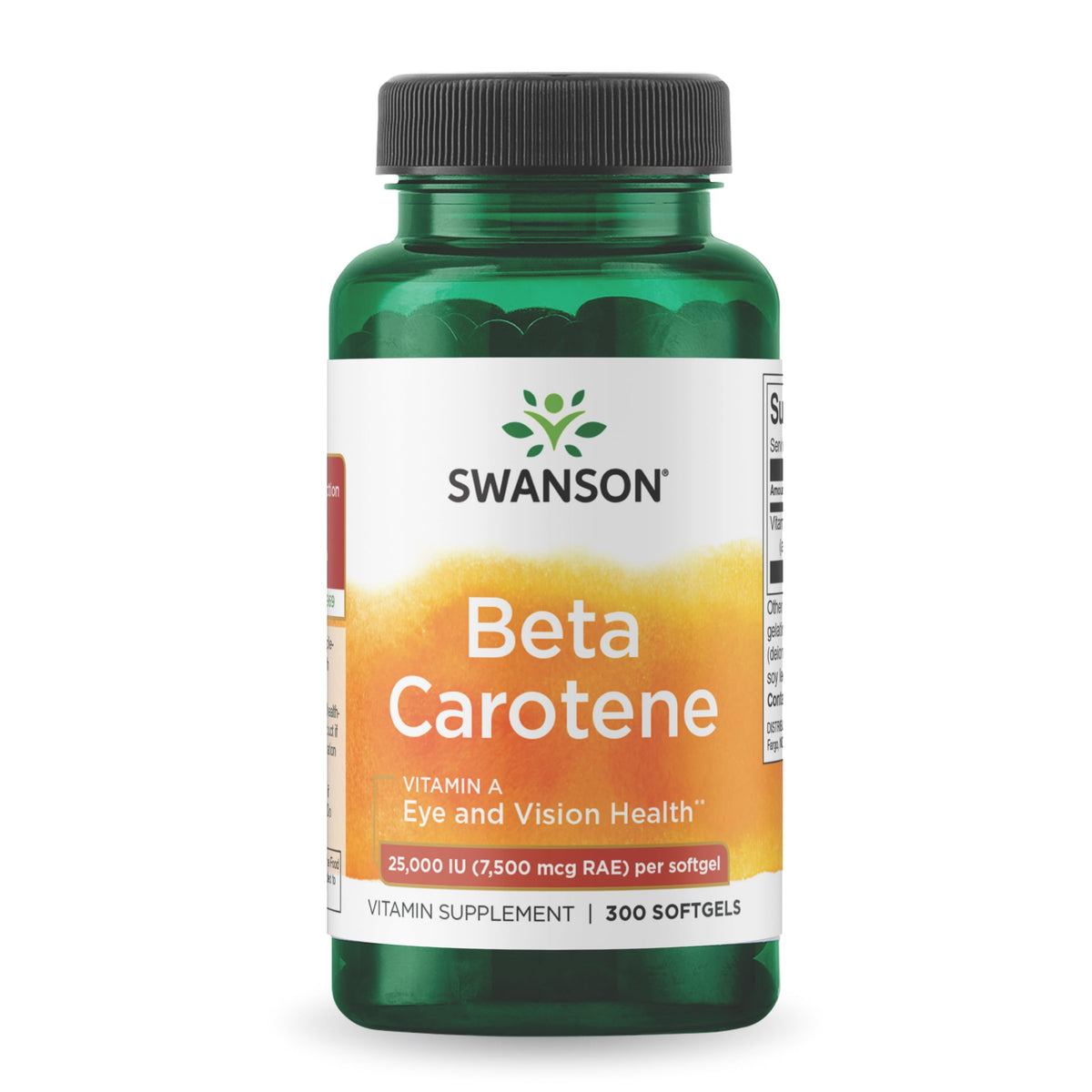 Swanson Beta-Carotene botella frontal, apoyo a la salud ocular.