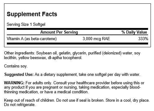 Swanson Beta-Caroteno: etiqueta 10000 UI para uso diario y salud visual.