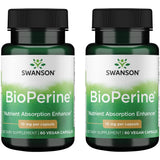 Swanson Bioperine 10 mg, botella frontal, destacando su diseño para mejor absorción de nutrientes.