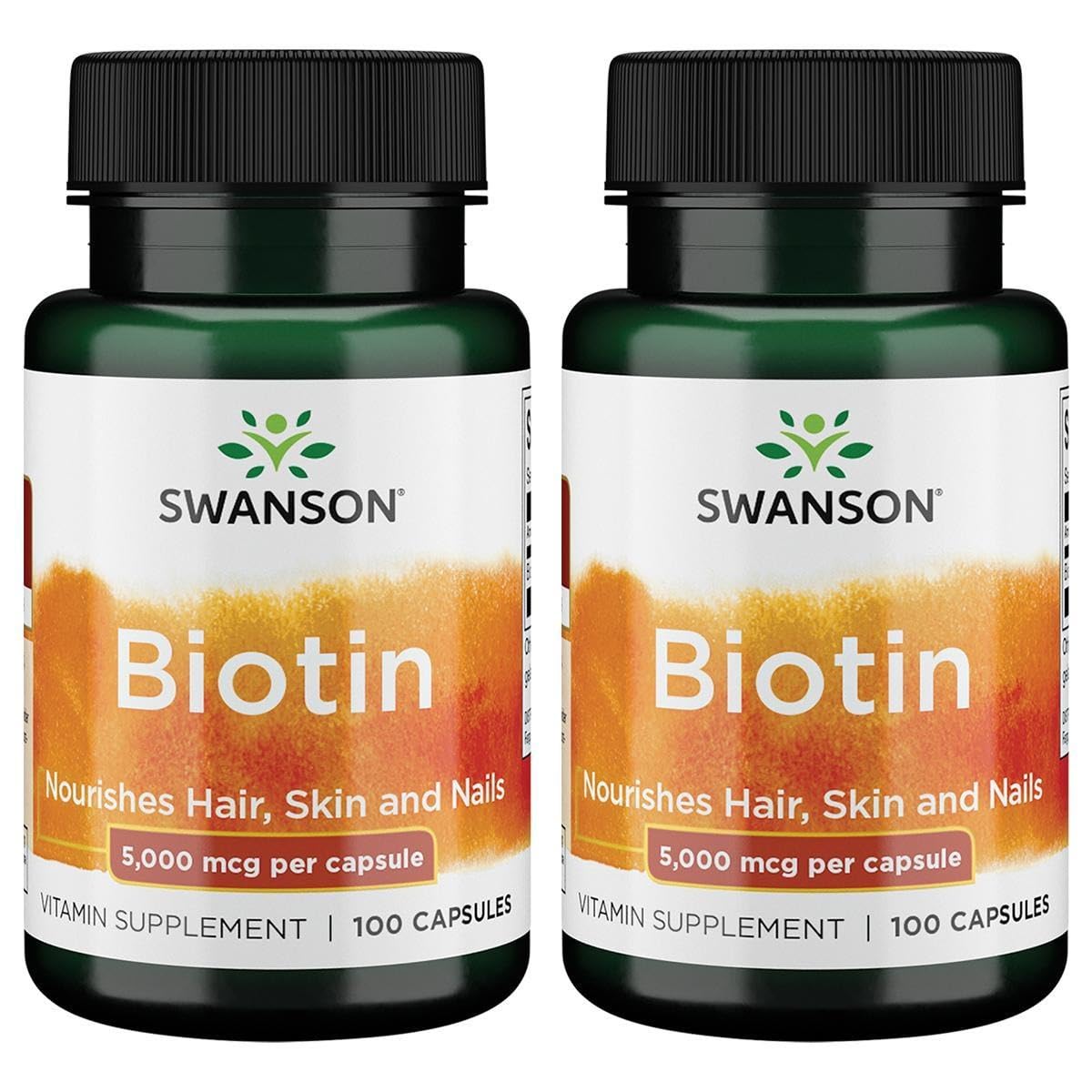Swanson Biotina 5000 mcg, cápsulas, para cabello y uñas saludables.