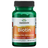 Swanson Biotina de alta potencia en botella para cabello, piel y uñas.