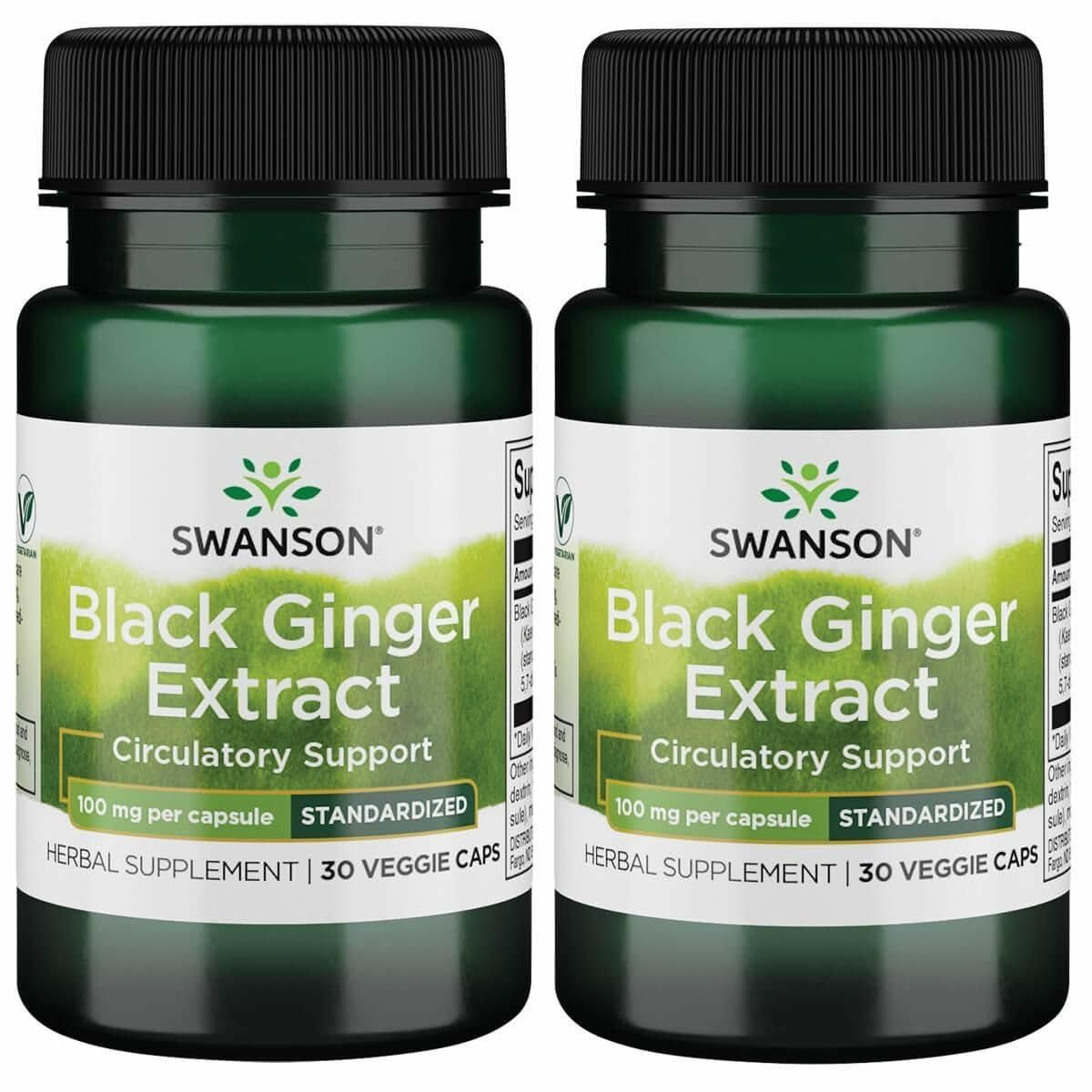 Swanson Extracto de jengibre negro, botella con cápsulas, apoyo a la vitalidad diaria.