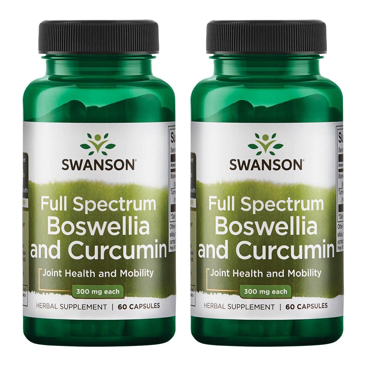 Swanson Boswellia y Curcumina, envase frontal, soporte diario para movilidad.