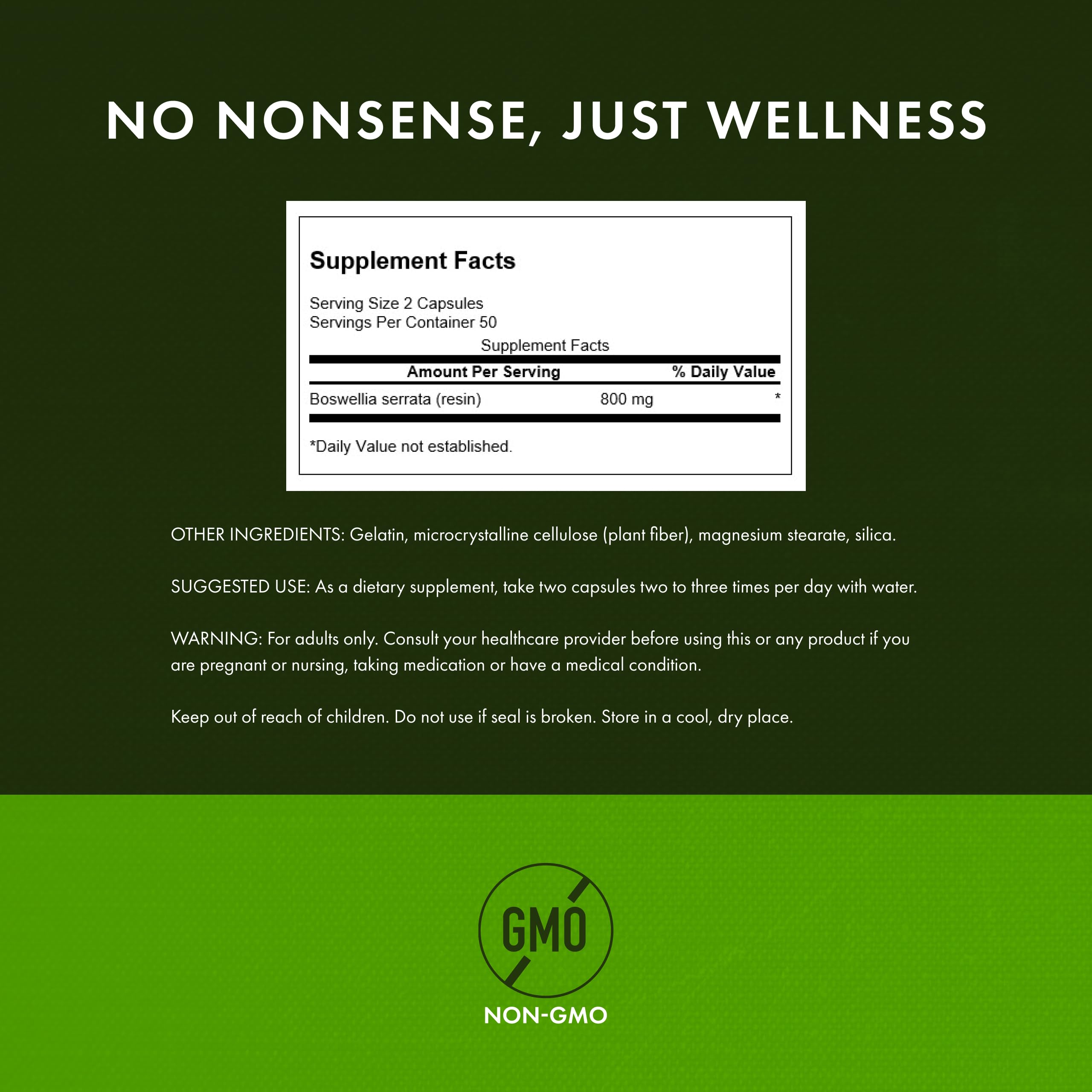 Swanson Boswellia: fórmula de espectro completo con ingredientes vegetales.