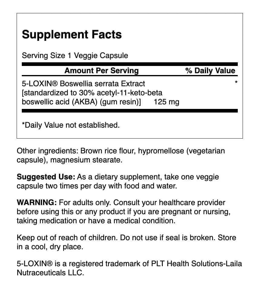 Swanson Boswellia Serrata, capsulas vegetales, formato 125 mg para conveniencia