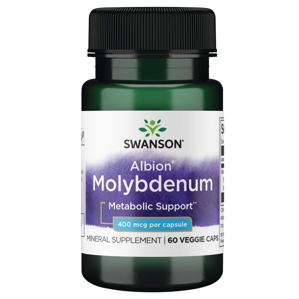 Swanson Molibdeno quelatado 400 mcg en cápsulas vegetales para soporte metabólico