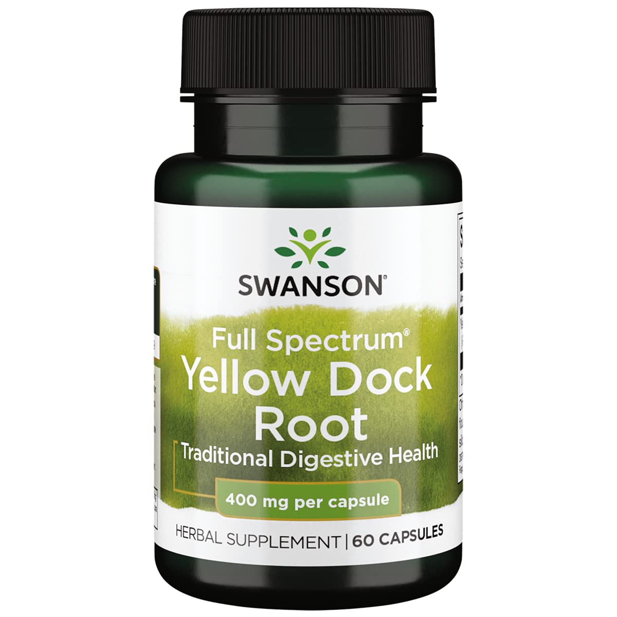Swanson botella de dock amarillo, apoyo digestivo en dosis 400 mg.