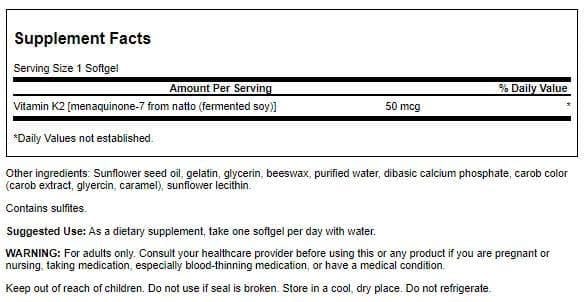 Swanson Vitamina K2 Menaquinona-7 Natto, botella: elección para la salud circulatoria.