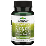 Swanson Cacao de Espectro Completo en cápsulas, energía suave para el día.