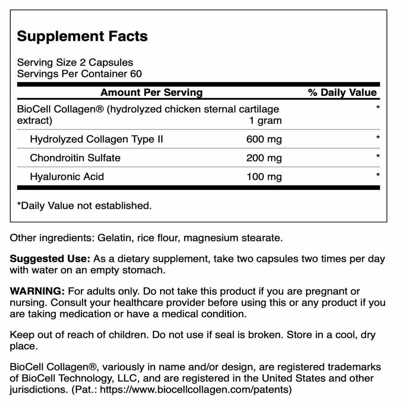 Swanson cápsulas de colágeno tipo II (500 mg) para movilidad diaria.