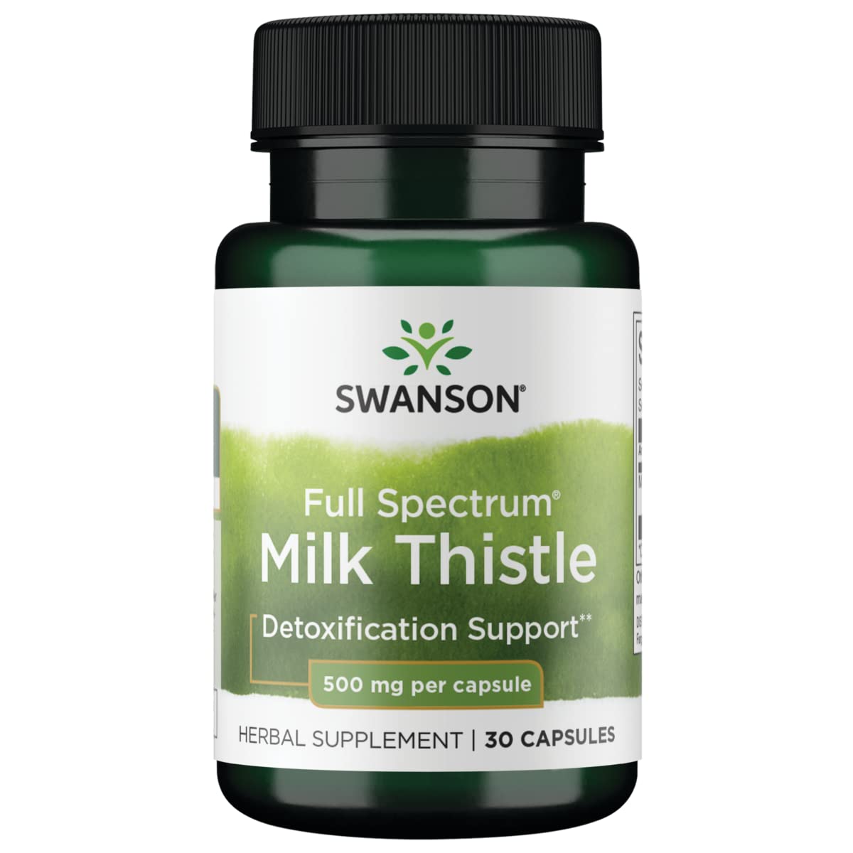 Swanson Cardo Mariano—botella de cápsulas veganas de 500 mg para apoyo diario.