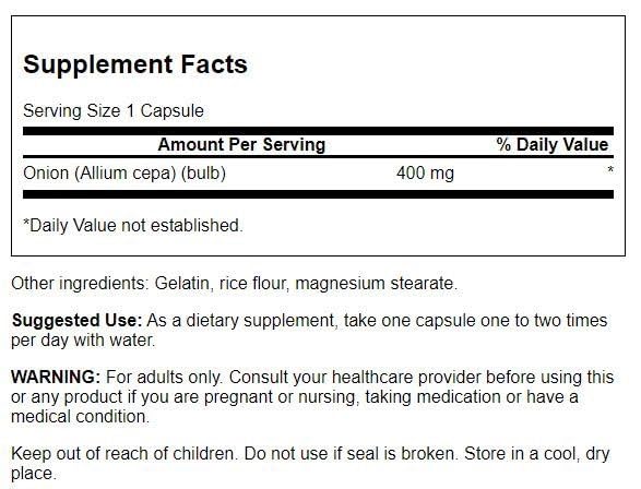 Swanson cebolla de espectro completo, bulbo en cápsulas de 400 mg para uso diario