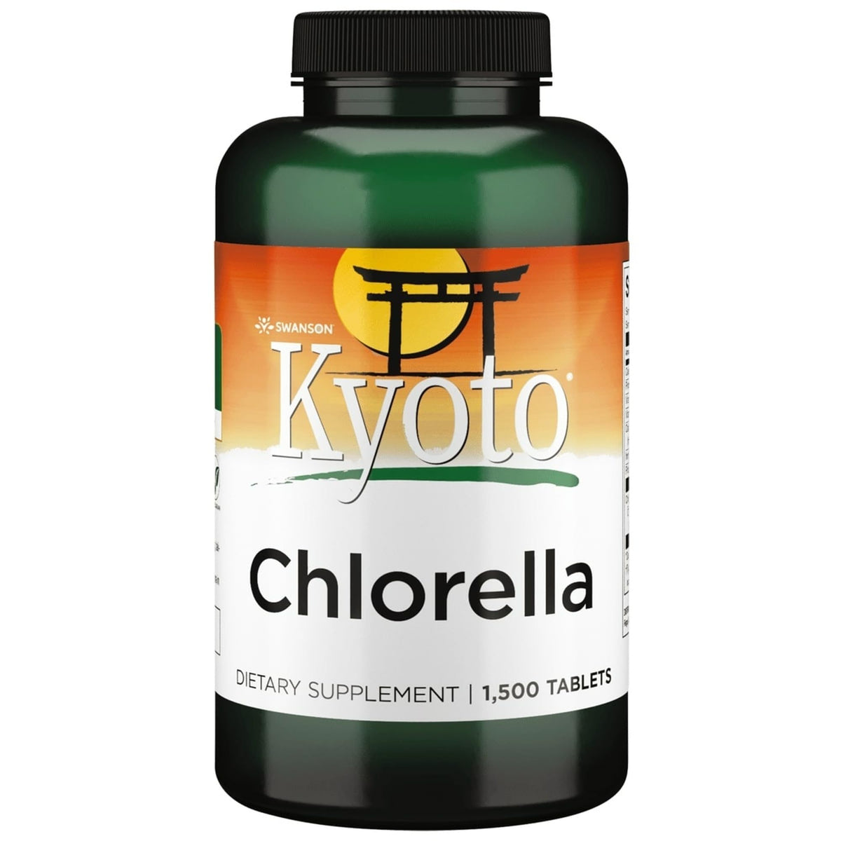 Swanson Chlorella botella frontal, apoyo al bienestar diario.