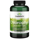 Swanson Clorofila 60 mg, botella en primer plano, protección antioxidante y apoyo digestivo suave.
