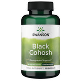 Swanson cohosh negro cápsulas: botella visible para apoyo al equilibrio hormonal.
