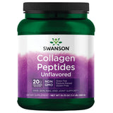 Swanson Colágeno Peptidos sin sabor en envase, perfecto para batidos y apoyo potencial a la piel.