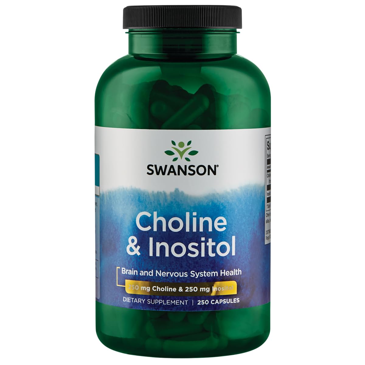 Swanson Colina e Inositol, botella de soporte nervioso para relajación y concentración