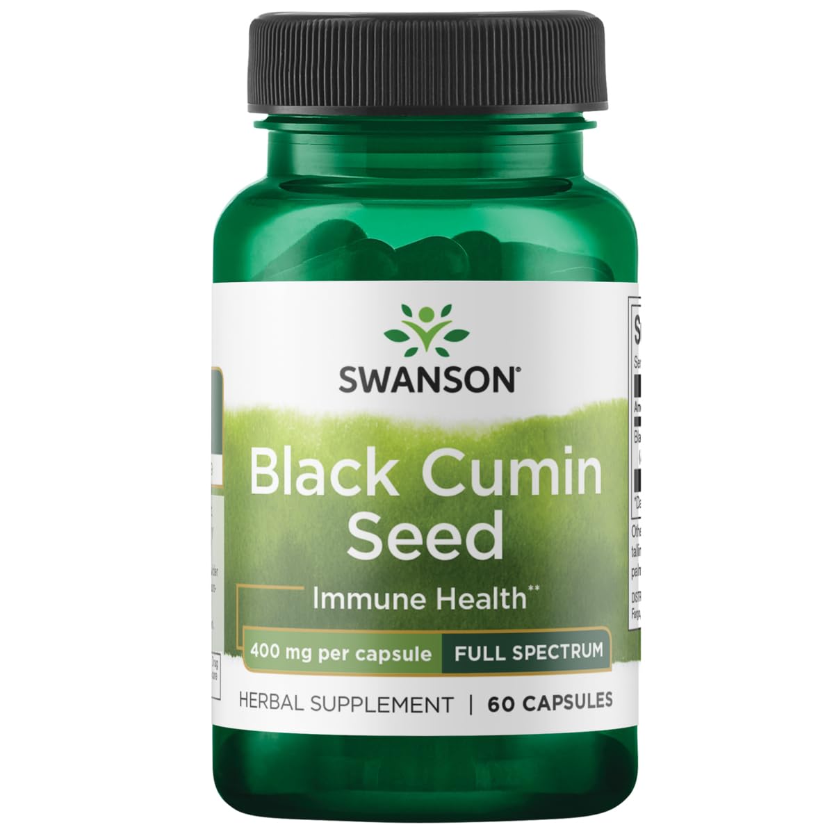 Swanson comino negro espectro completo 400 mg, bote de 60 cápsulas para apoyar la salud inmune