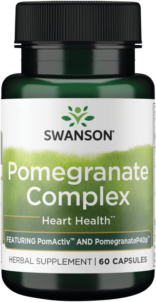 Swanson Complejo Granada cápsulas, visión de cápsulas para apoyo antioxidante diario.