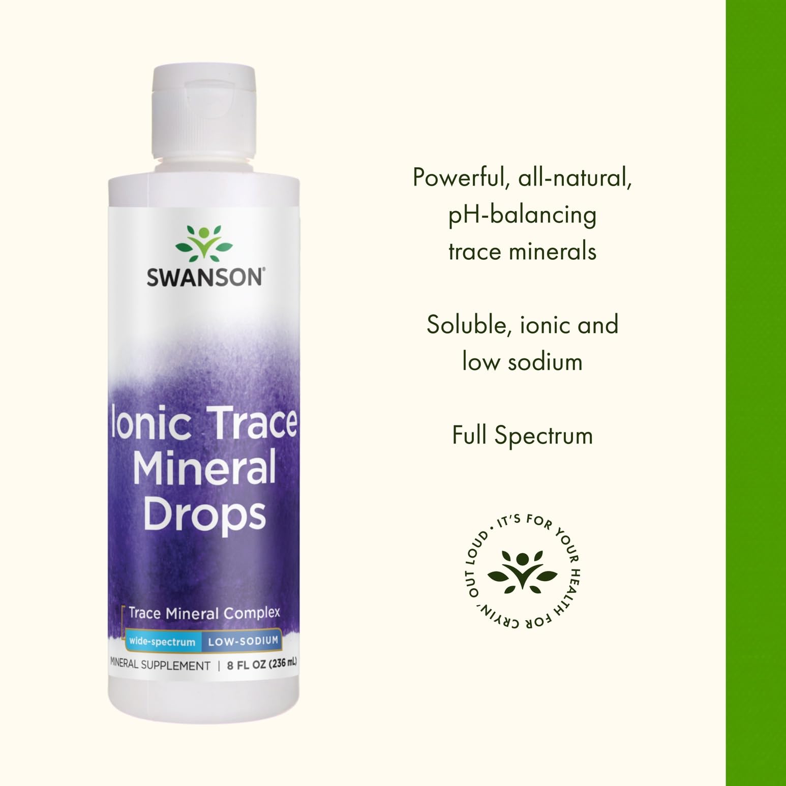 Swanson Concentrace, etiqueta con lista de ingredientes y usos sugeridos.