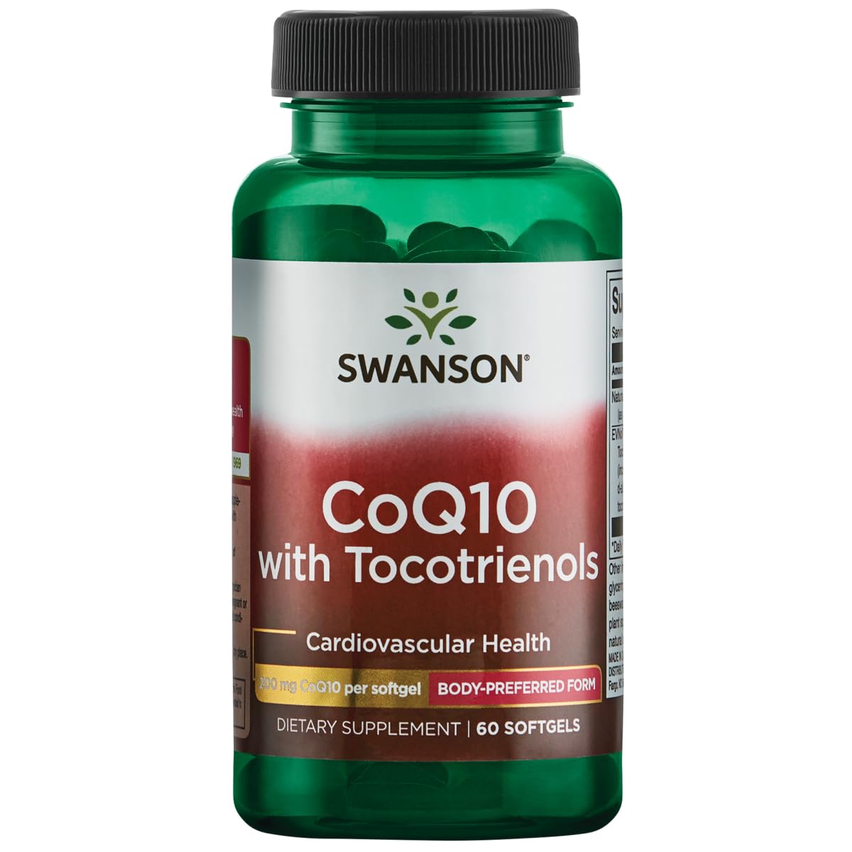 Swanson CoQ10 200 mg con tocotrienoles, botella frontal para uso diario