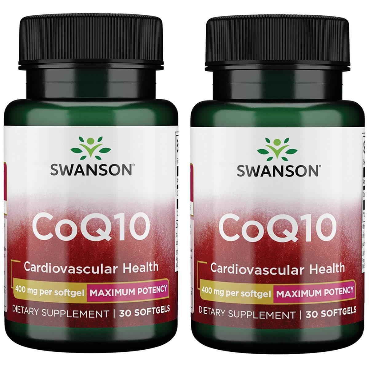 Swanson CoQ10, botella de energía y salud cardiovascular para uso diario.