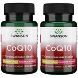 Swanson CoQ10, botella de energía y salud cardiovascular para uso diario.