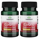Swanson CoQ10 Mini Cap 10 mg, frasco frontal, apoyo antioxidante diario.