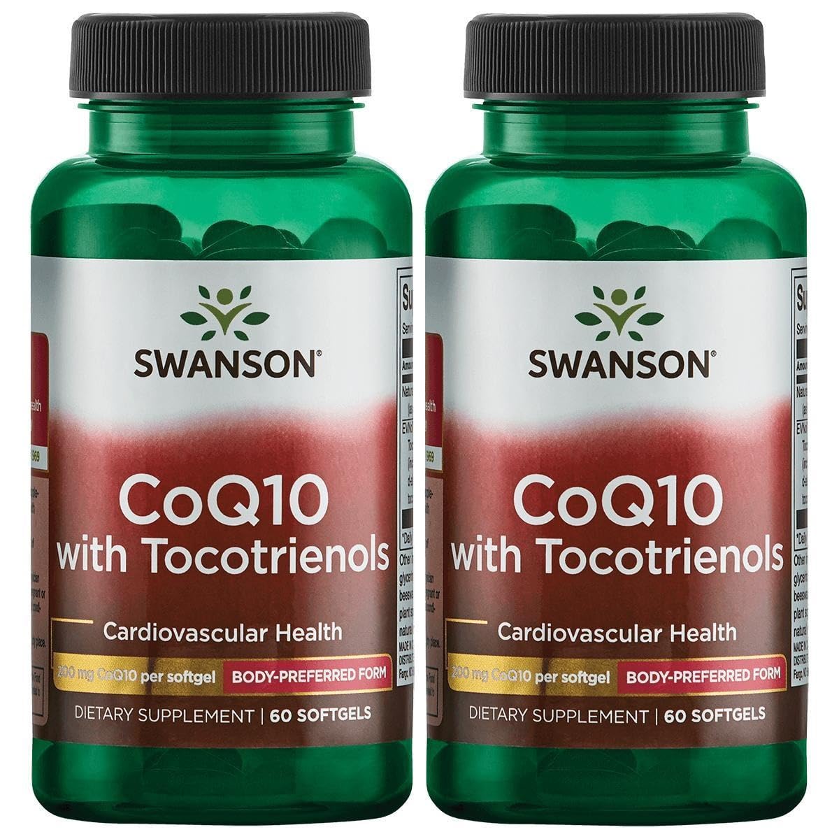 Swanson CoQ10 con Tocotrienoles: botella de cápsulas para apoyo a la salud cardíaca