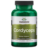 Frasco de Swanson Cordyceps 600 mg, cápsulas para energía sostenida.