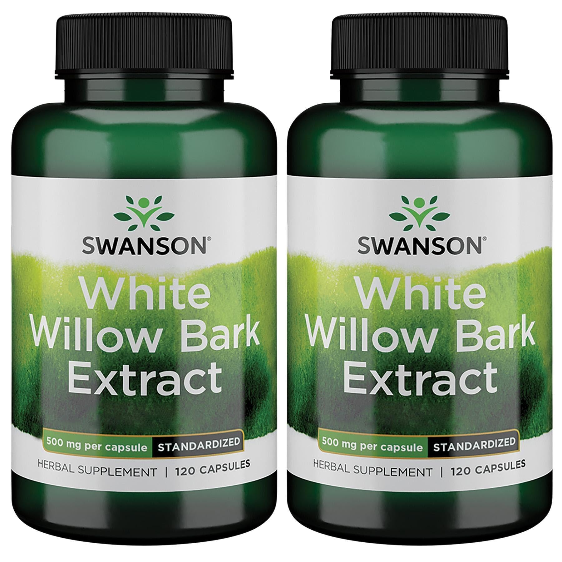 Swanson corteza de sauce blanco cápsulas de 500 mg, posible apoyo para movilidad y comodidad diaria.