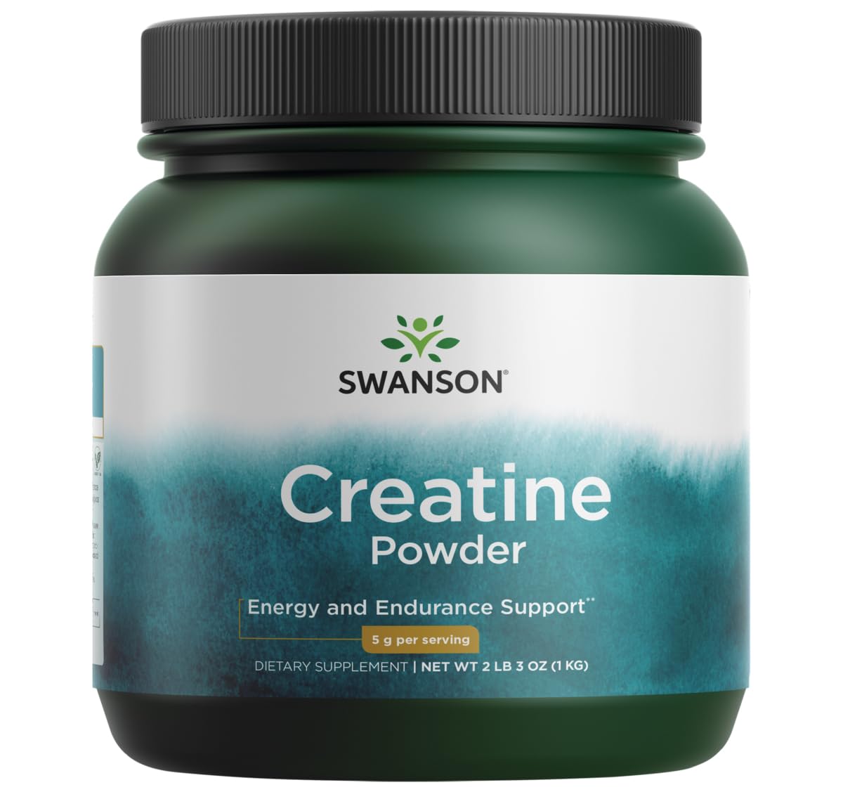 Swanson Creatine Monohydrate Powder: bote 1 kg para facilitar dosis diarias y entrenamientos constantes.