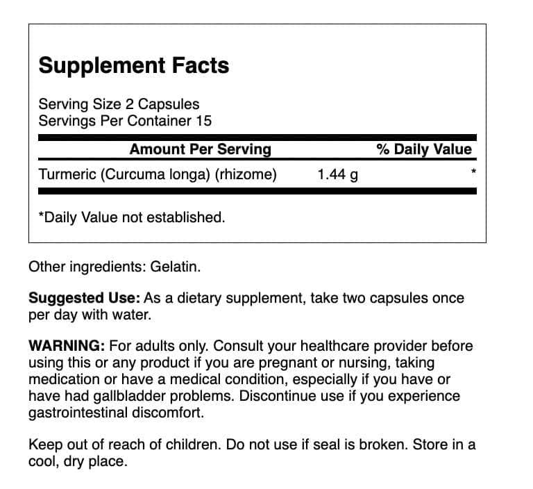 Swanson Cúrcuma 720 mg: detalle de cápsula con posible efecto antioxidante