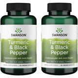 Swanson Curcuma y Pimienta Negra en botella, cápsulas veganas para apoyo general del bienestar.