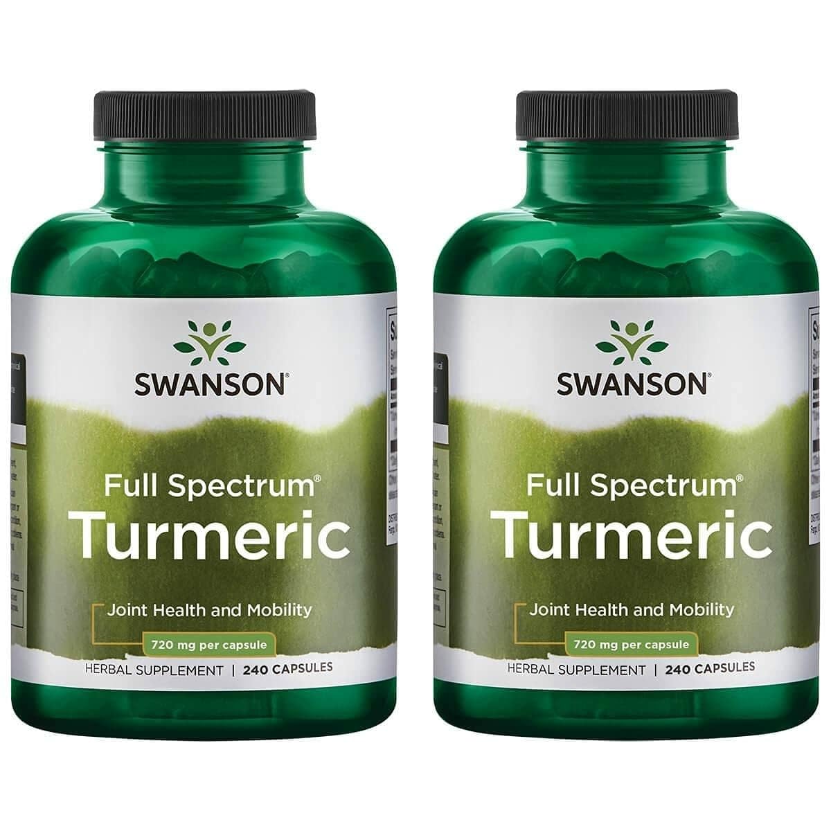 Swanson Curcumina Espectro Completo – botella con cápsulas veganas para articulaciones saludables