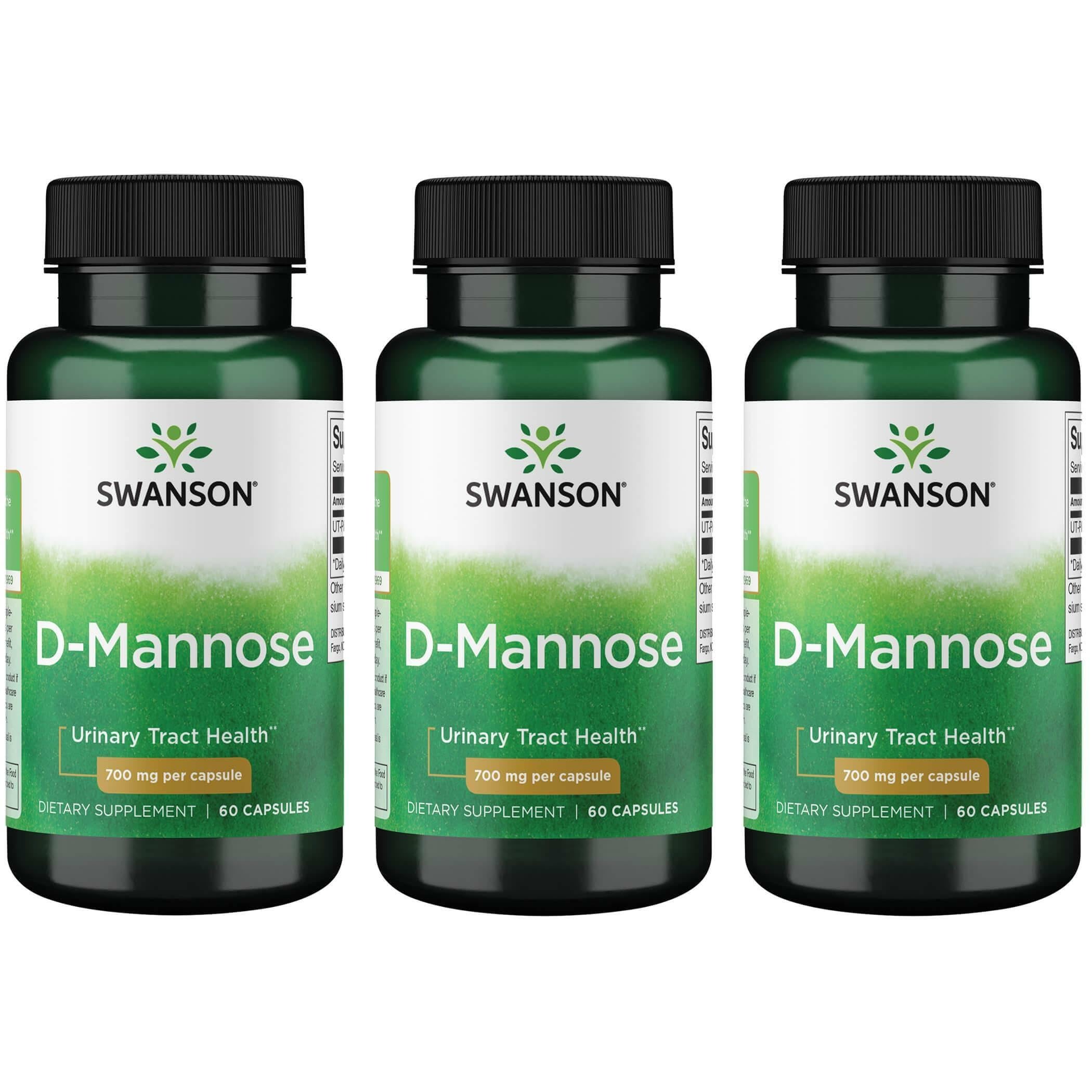 Swanson D-Mannosa 700 mg en cápsulas, presentación en caja para uso diario